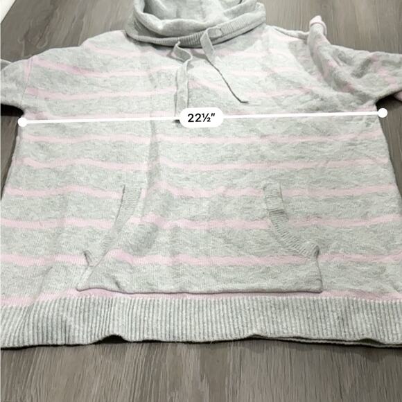 Loft Gray & Pink‎ Striped Long Sleeve Turtleneck Pullover Sweater Size XL NWT - Picture 9 of 10